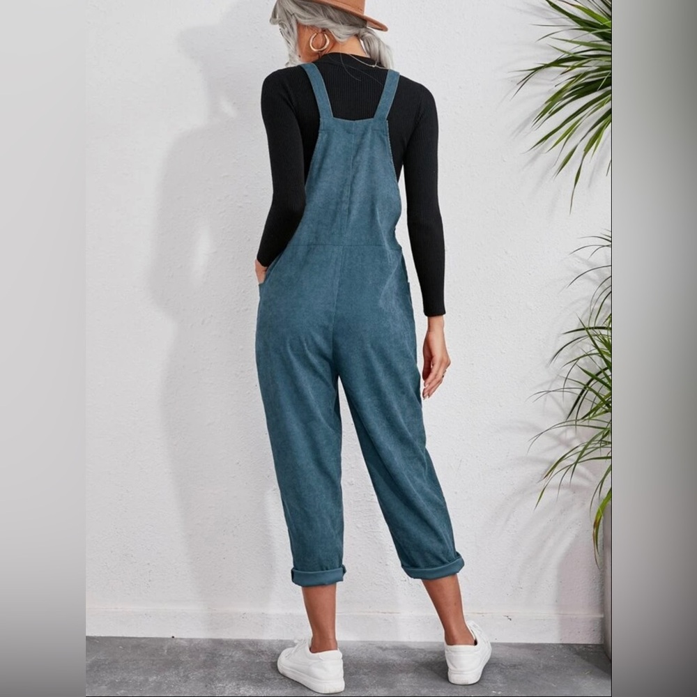 Slant Pockets Corduroy Overall Jumpsuit Without tee🍃 - Picture 3 of 6